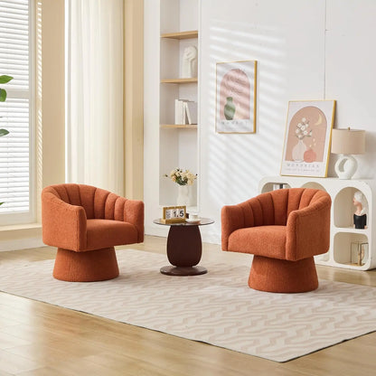 Swivel Velvet Upholstered Barrel Chair Set 2