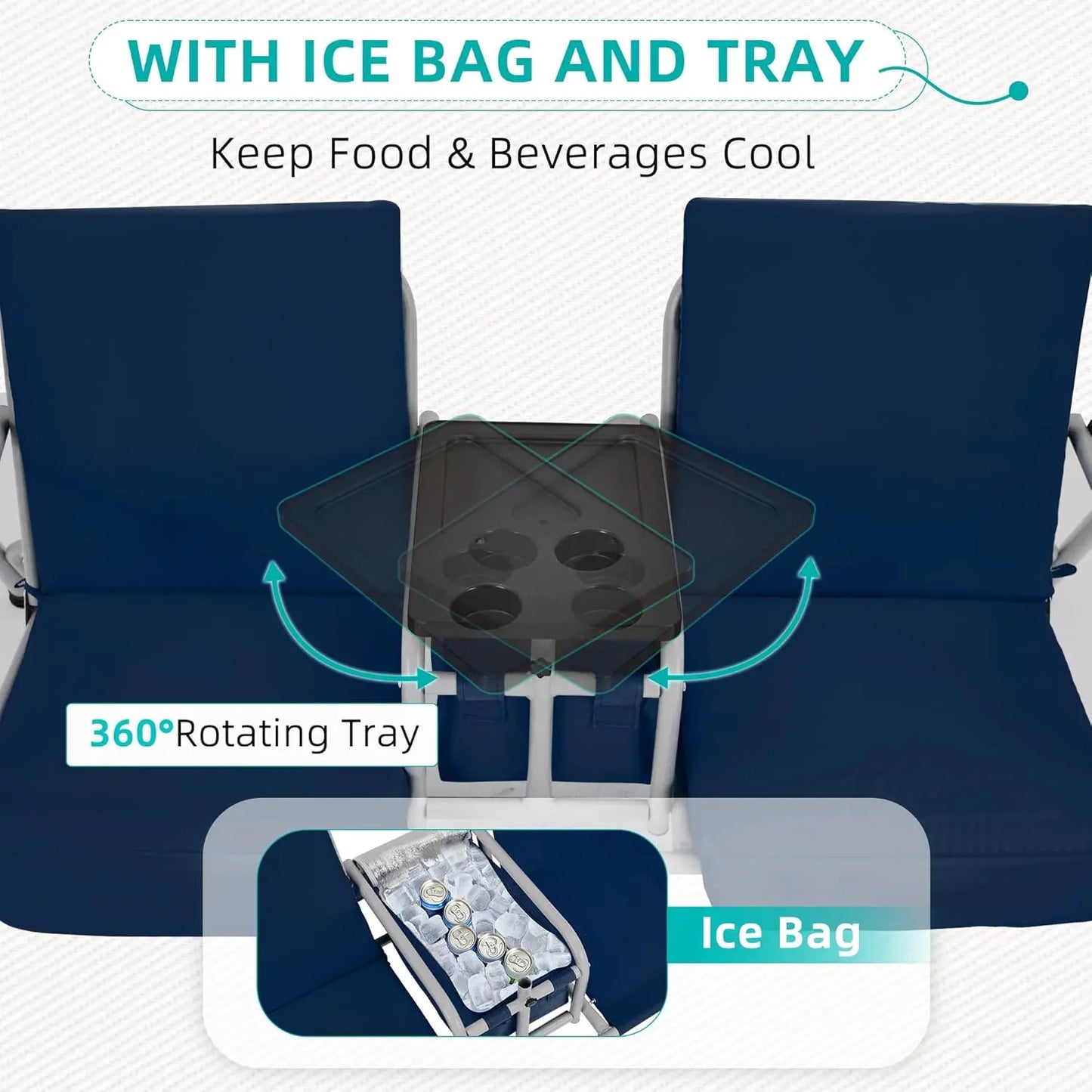 Outdoor Swing with Storage Table Cup Holders