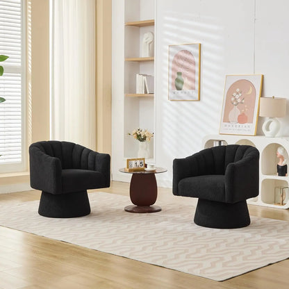 Swivel Velvet Upholstered Barrel Chair Set 2