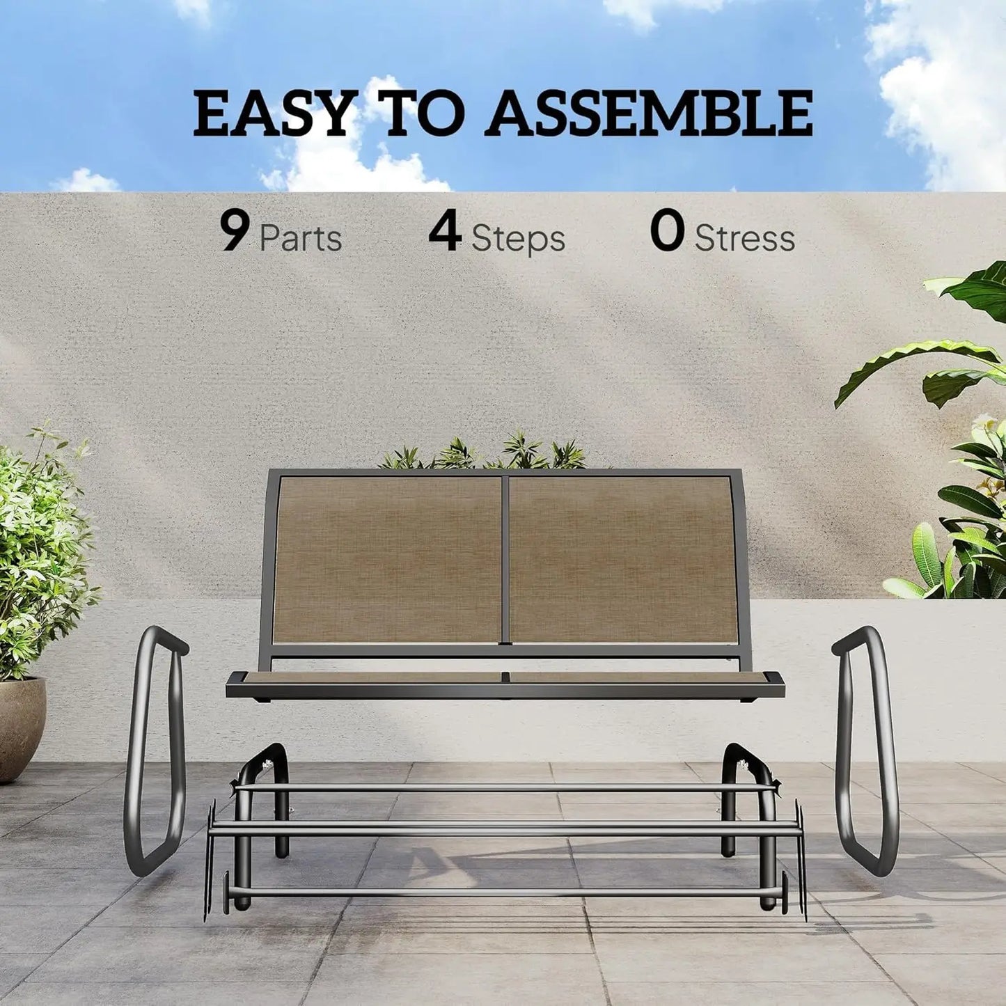Patio Garden Glider w/Powder Coated Steel Frame