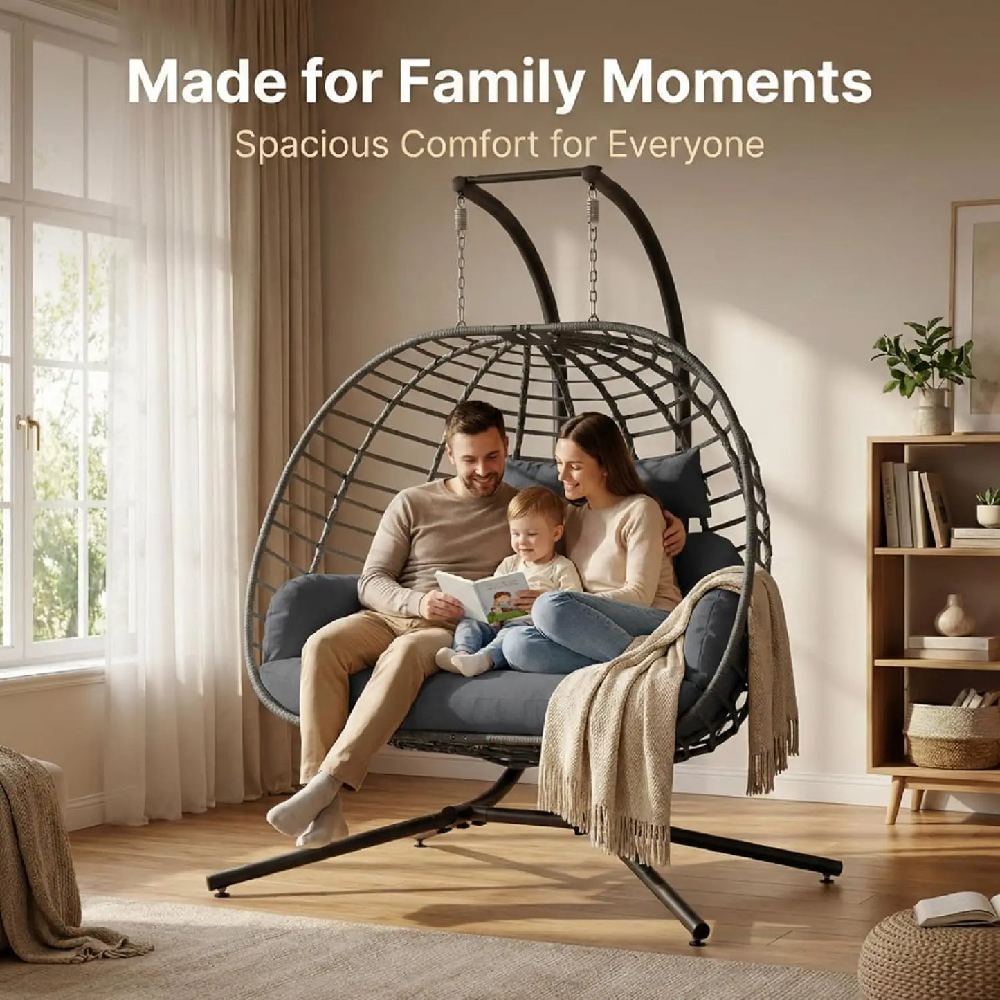 2 Person Hanging Wicker Hammock with Cushion Customized