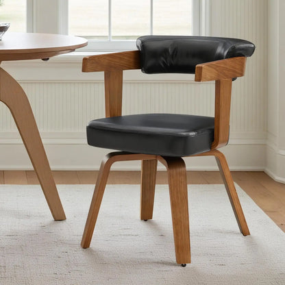 Swivel Desk Chair, Office Chairs with Wooden Legs