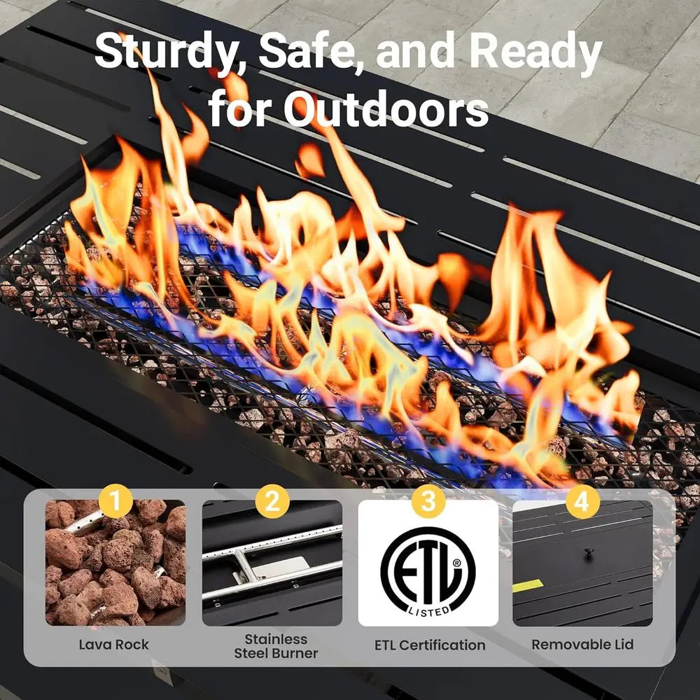 8-Piece Outdoor Patio Furniture Set with 43 Fire Pit Table
