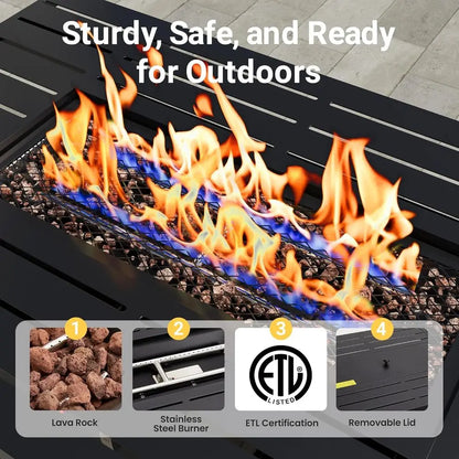 8-Piece Outdoor Patio Furniture Set with 43 Fire Pit Table