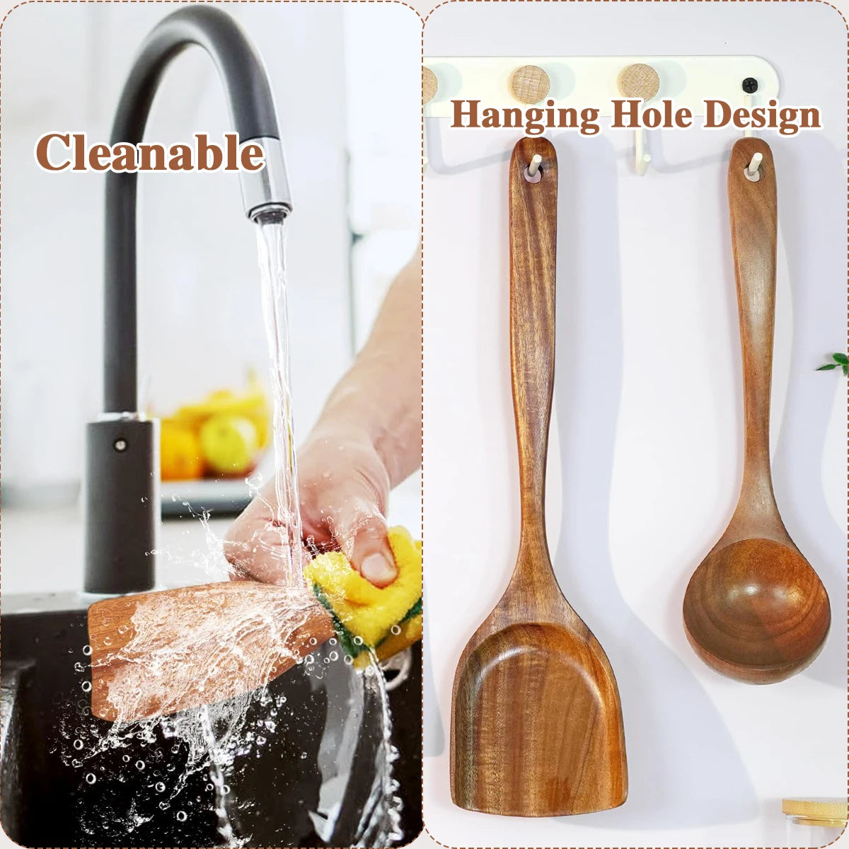 10pcs Wooden Spoons Kitchen Wooden Utensils