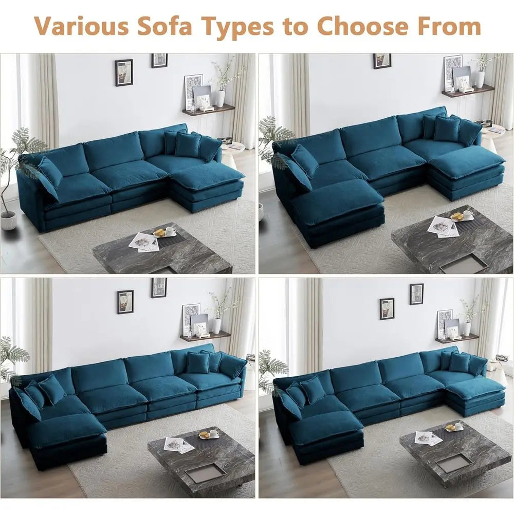 3-Seat Couch Set with Movable Ottoman