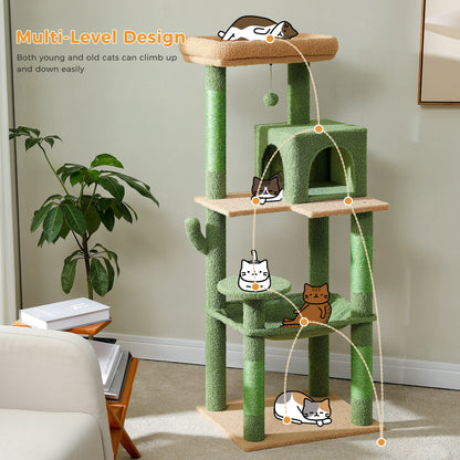 Cat Tower with Hammock, Scratching Posts, Cozy Condo and Top Perch