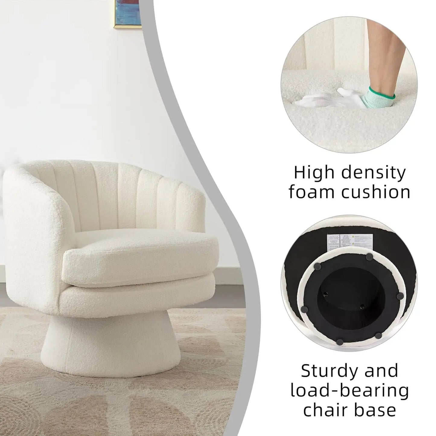 360 Degree Swivel Barrel Chair with Curve Back
