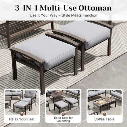 8-Piece Outdoor Patio Furniture Set with 43 Fire Pit Table