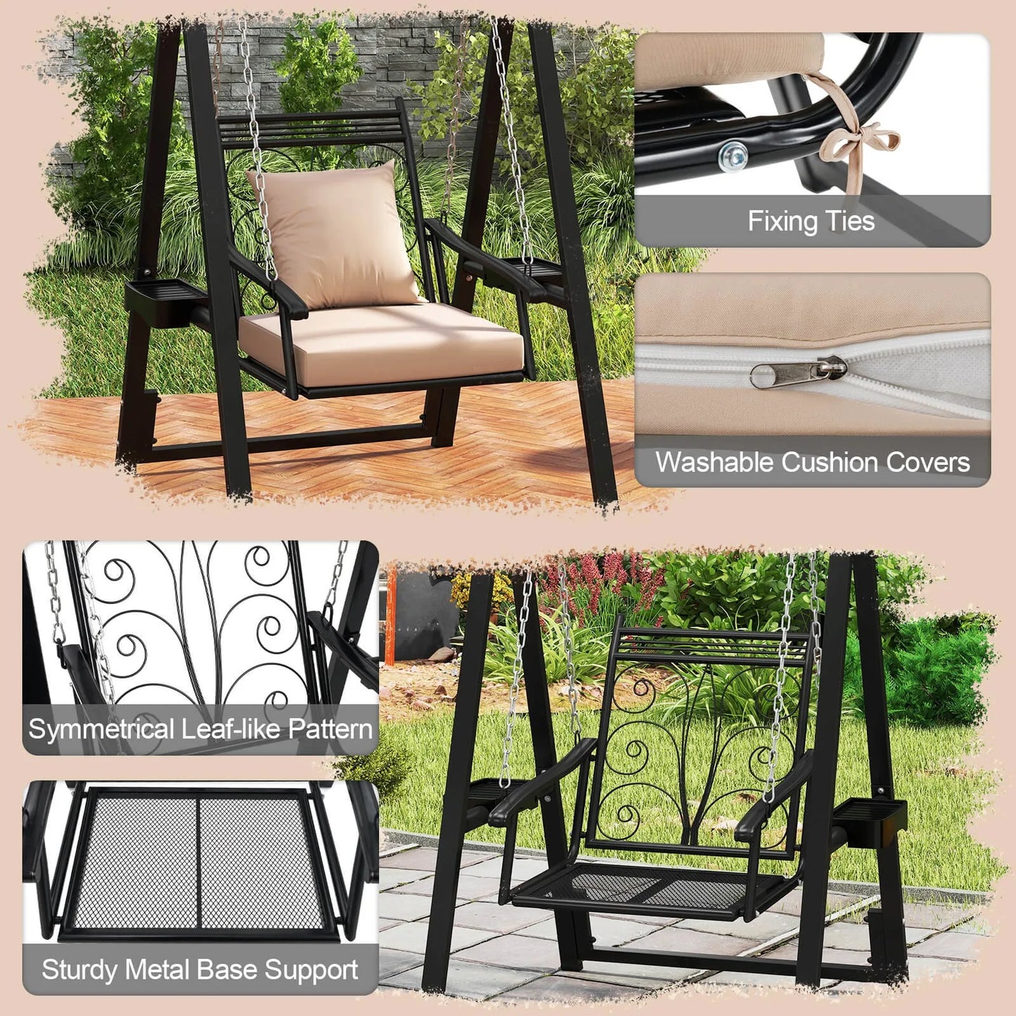 Balcony Porch Swing w/Stand