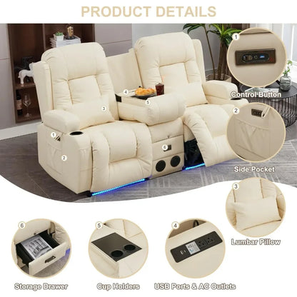 "Electric Reclining Loveseat with Console