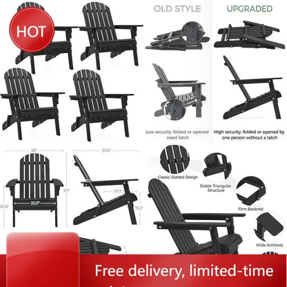 Set of 4 Folding Adirondack Chairs
