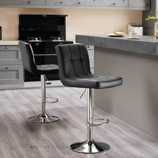 Counter Height Leather Bar Stools, Set of 2