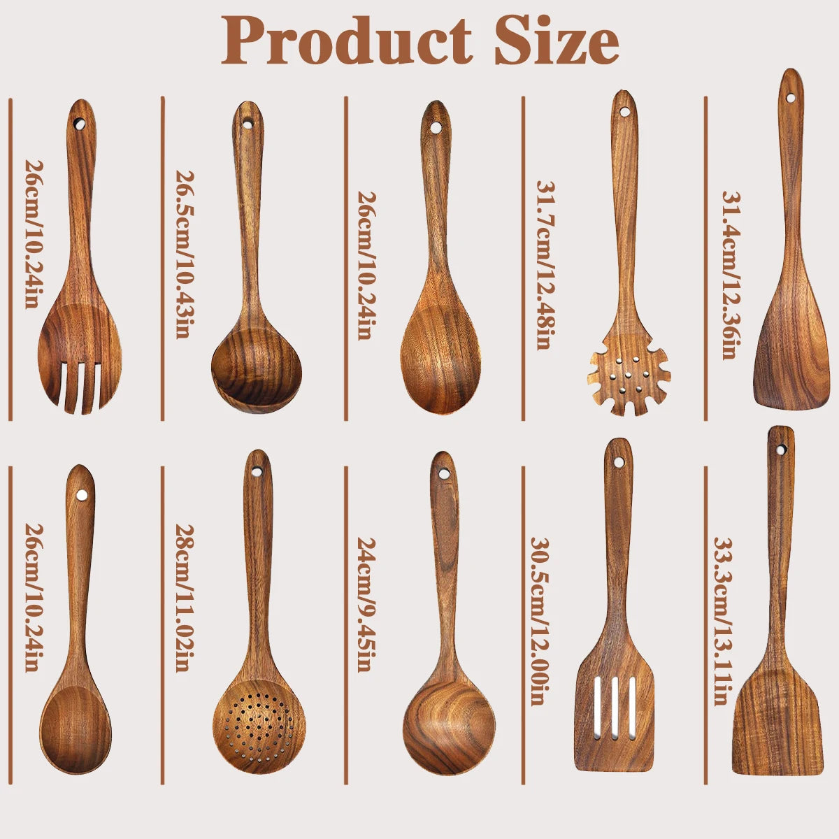 10pcs Wooden Spoons Kitchen Wooden Utensils