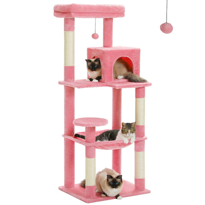 Cat Tower with Hammock, Scratching Posts, Cozy Condo and Top Perch