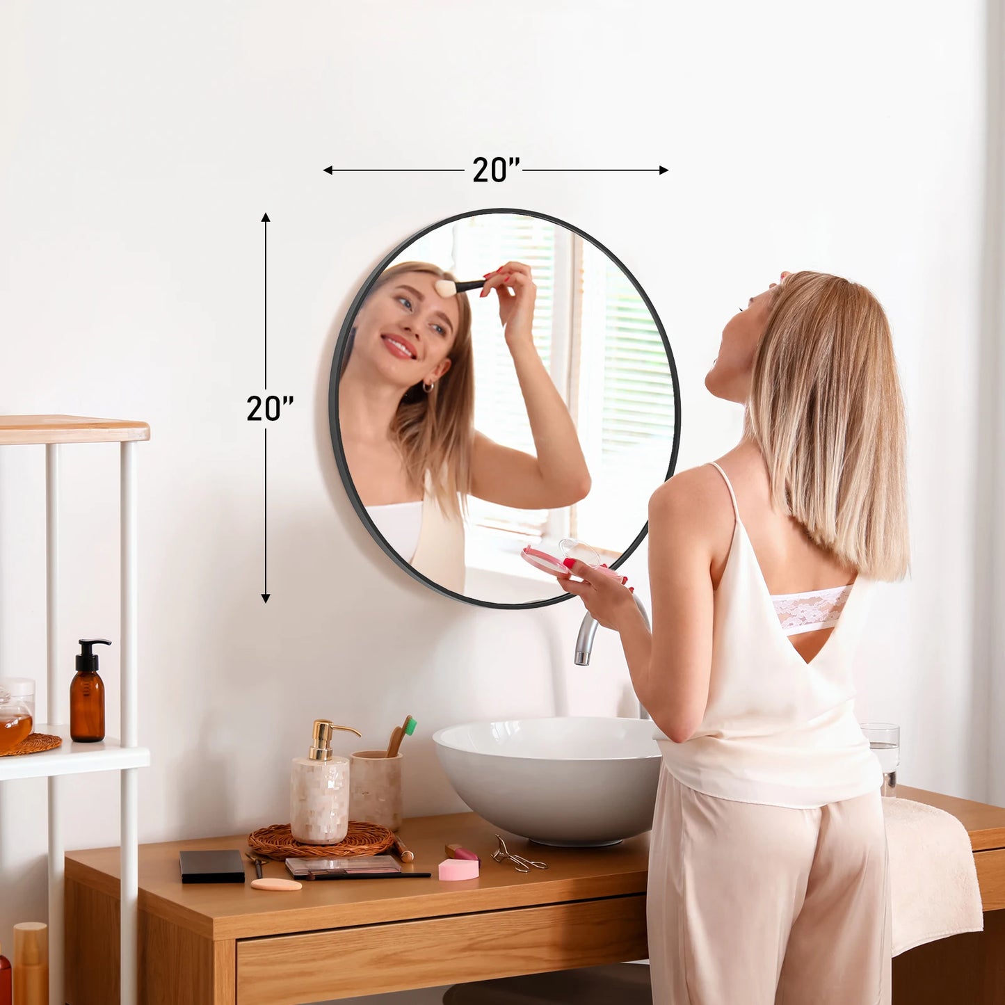 30 Inch Large Gold Round Framed Mirror