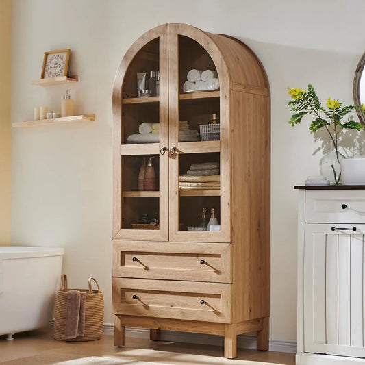 71" Tall Arched Wooden Cabinet,