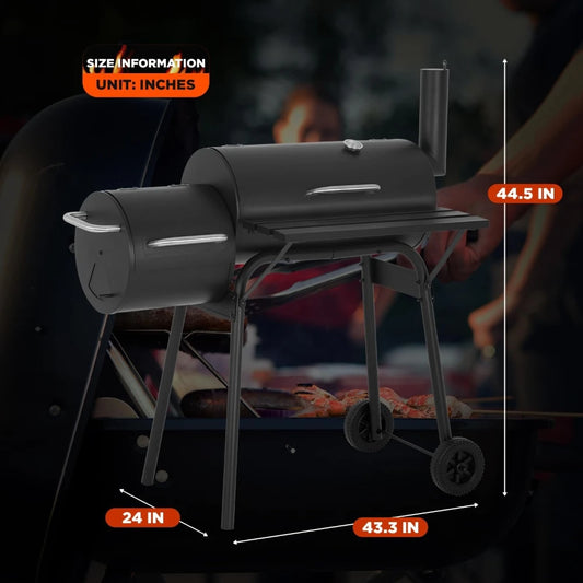 43 " Charcoal BBQ Grill with Smoker