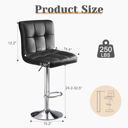 Counter Height Leather Bar Stools, Set of 2
