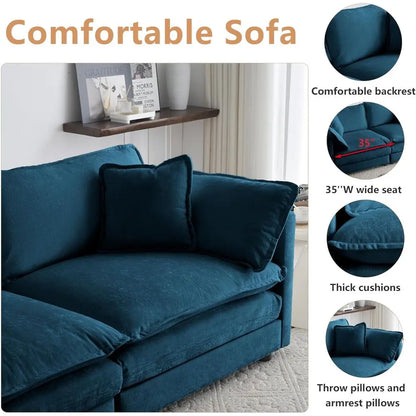 3-Seat Couch Set with Movable Ottoman