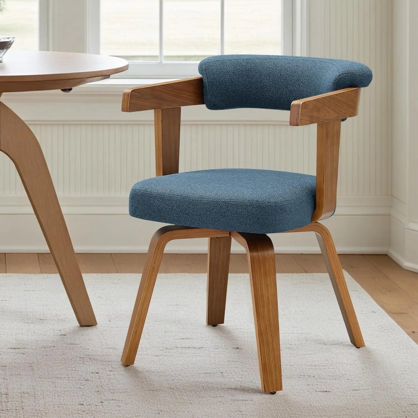 Swivel Desk Chair, Office Chairs with Wooden Legs