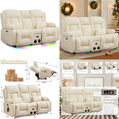 "Electric Reclining Loveseat with Console