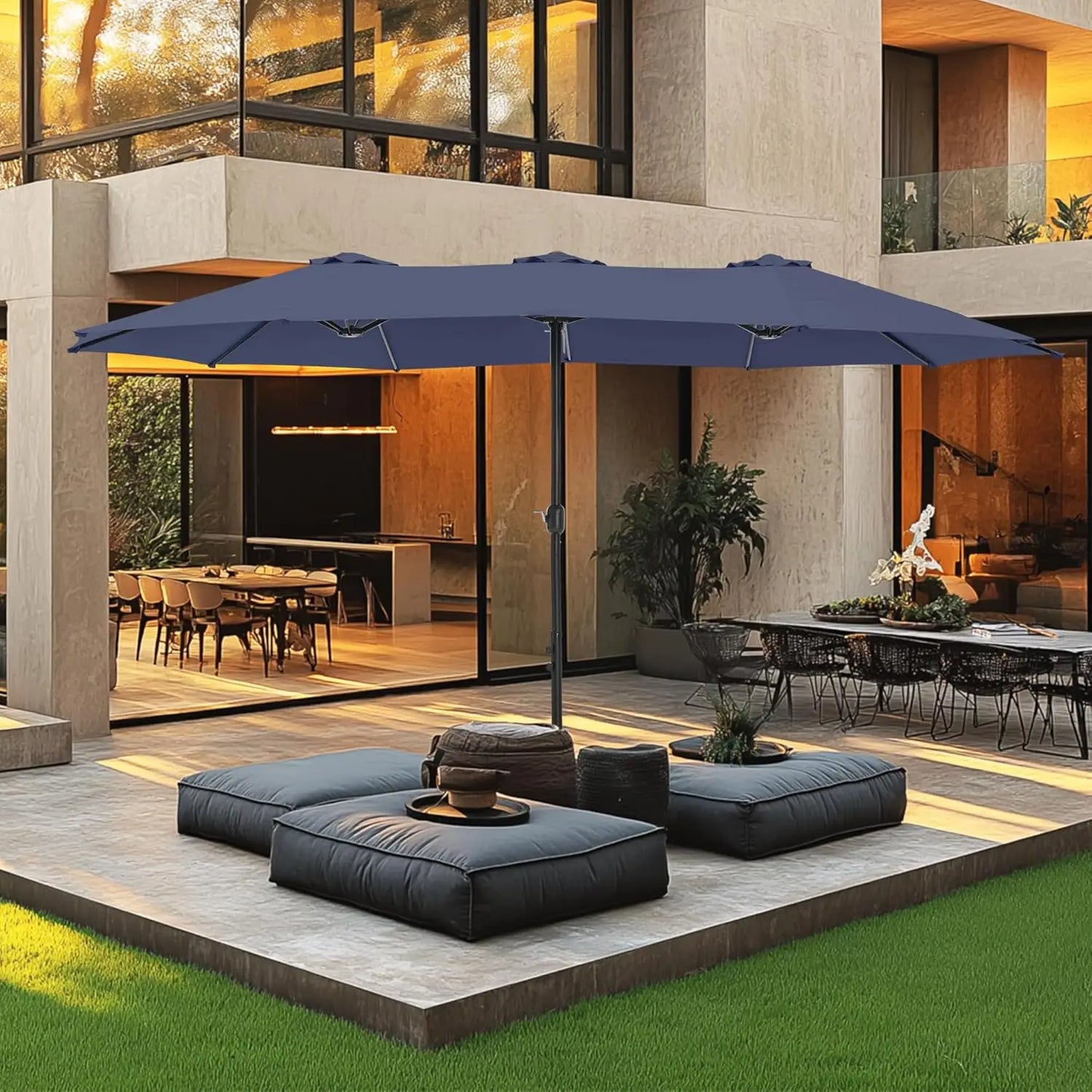 15ft Double Sided Patio Umbrella with Base Included