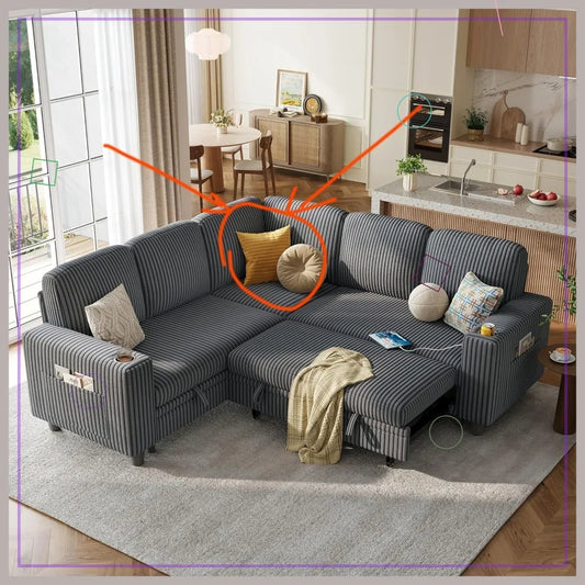 Corner Sleeper Sofa Sectional Couch with Storage,