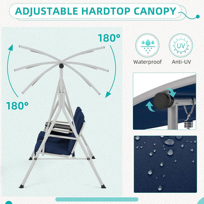 Outdoor Swing with Storage Table Cup Holders