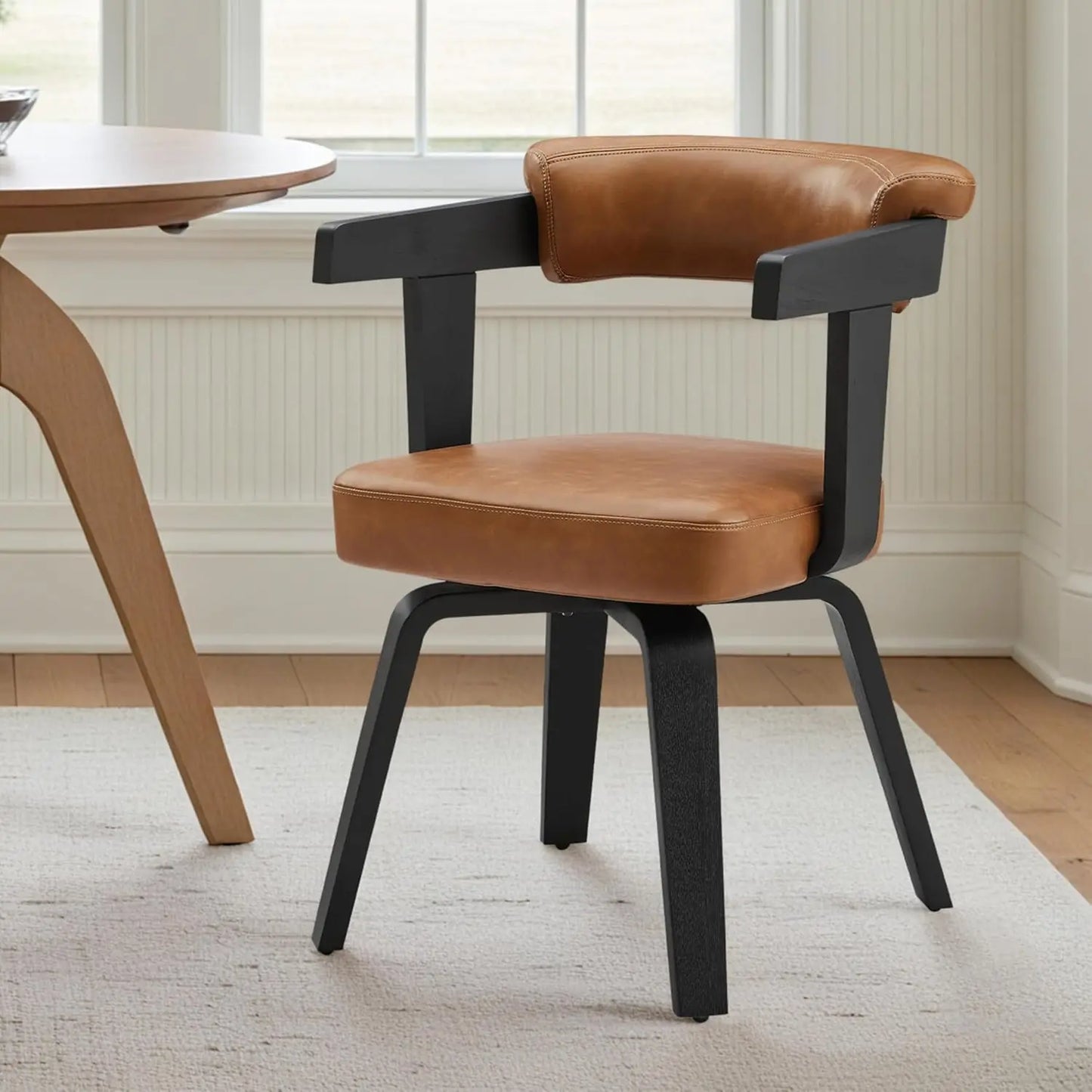 Swivel Desk Chair, Office Chairs with Wooden Legs