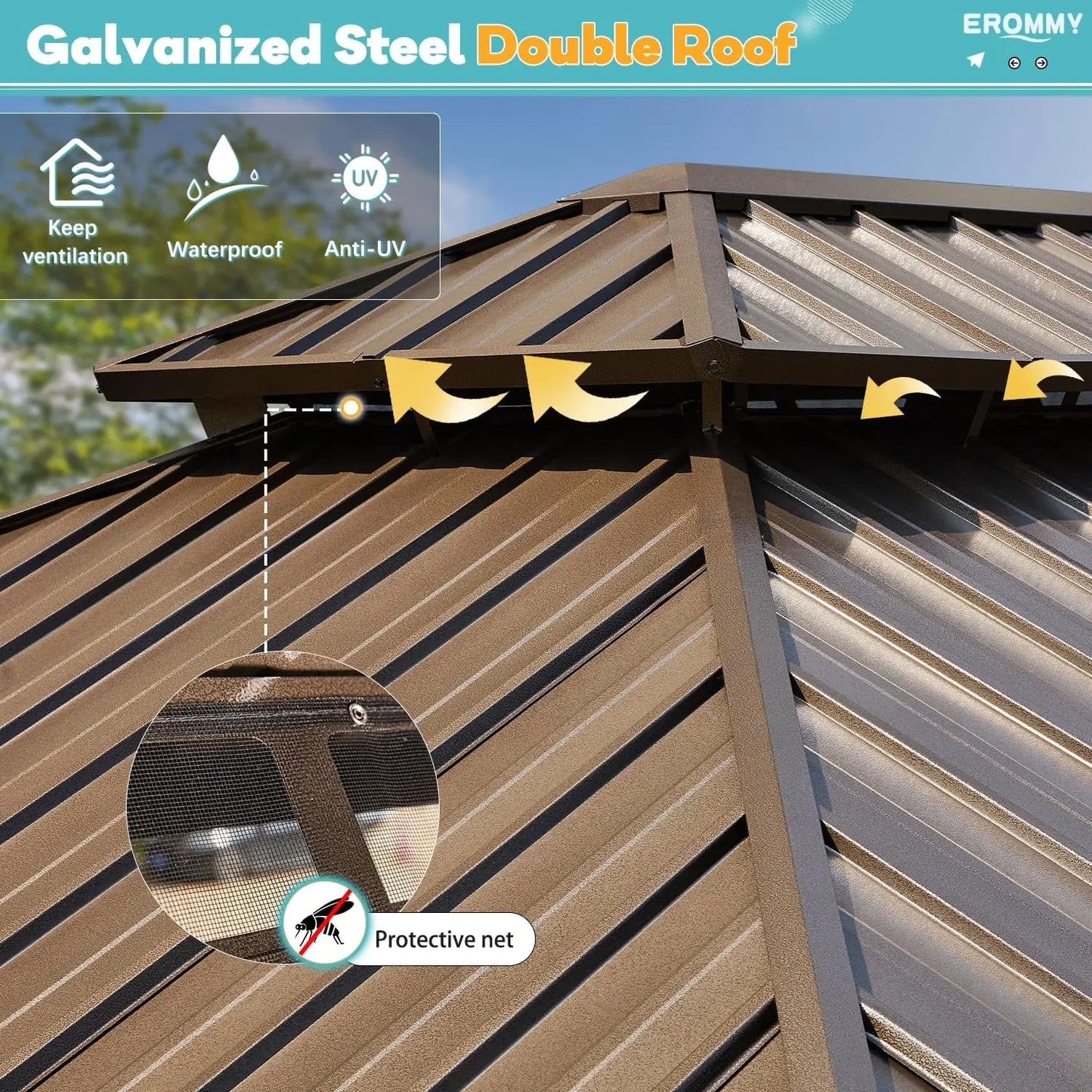 Permanent Outdoor Metal Pavilion Hardtop Gazebo