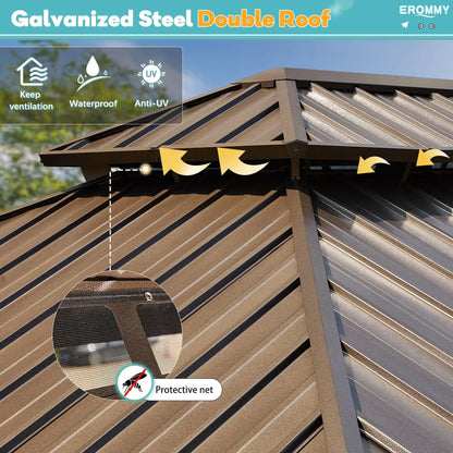 Permanent Outdoor Metal Pavilion Hardtop Gazebo