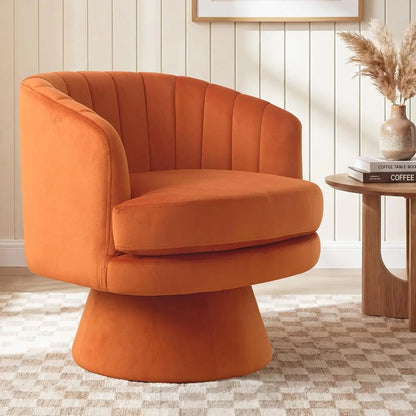 360 Degree Swivel Barrel Chair with Curve Back