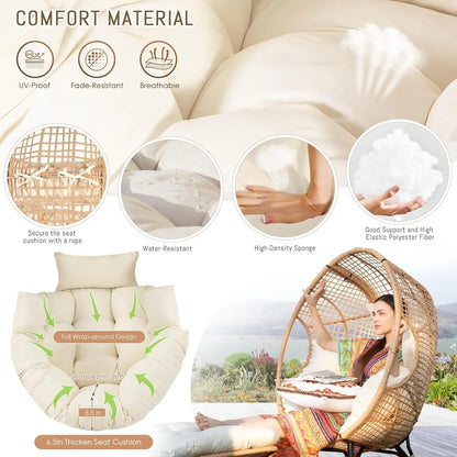 Oversized Rattan Egg Shaped Chair with footrest