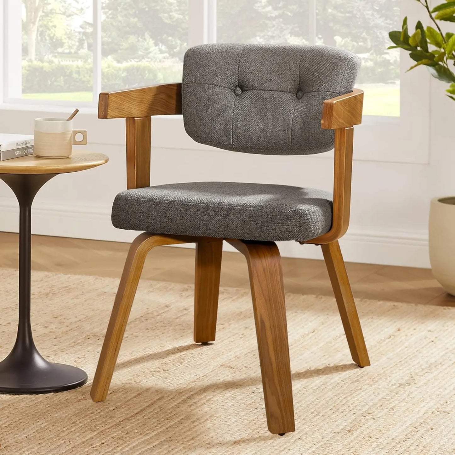 Swivel Desk Chair, Office Chairs with Wooden Legs