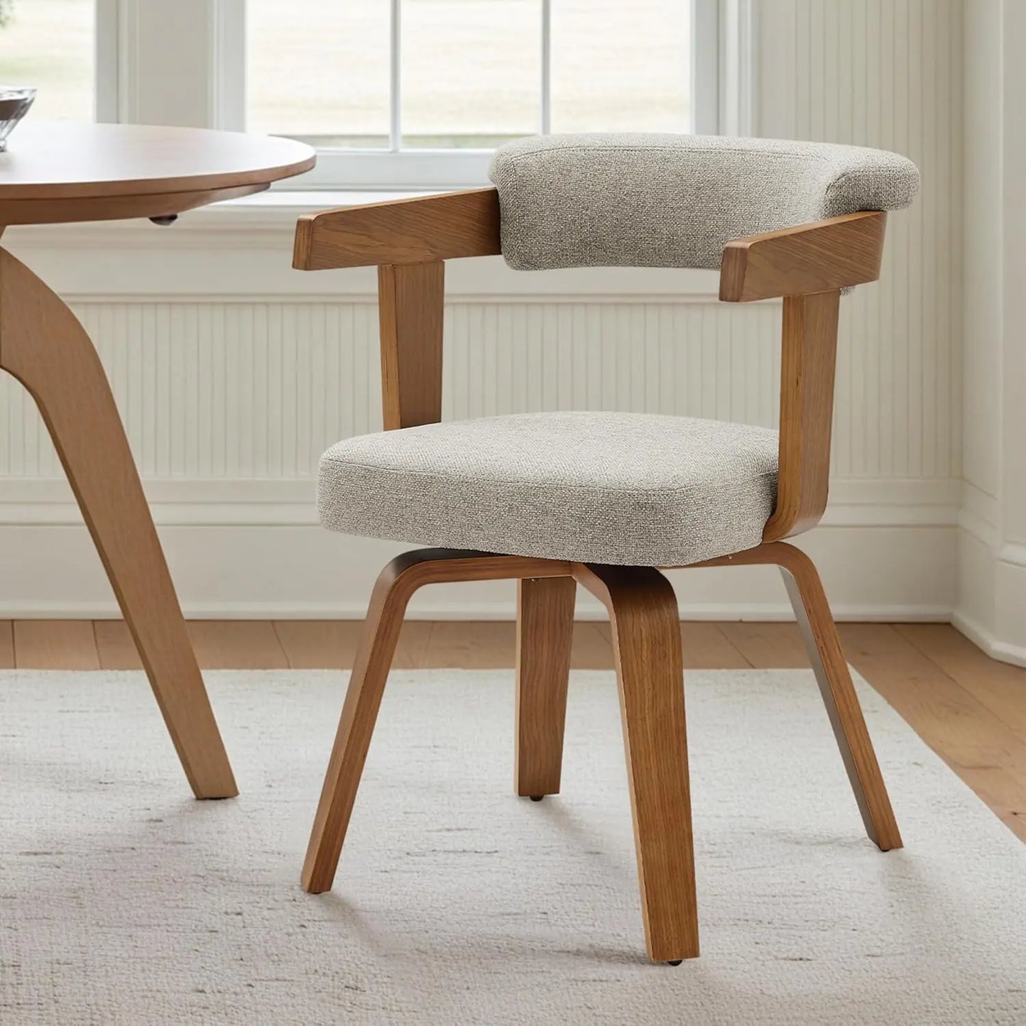 Swivel Desk Chair, Office Chairs with Wooden Legs