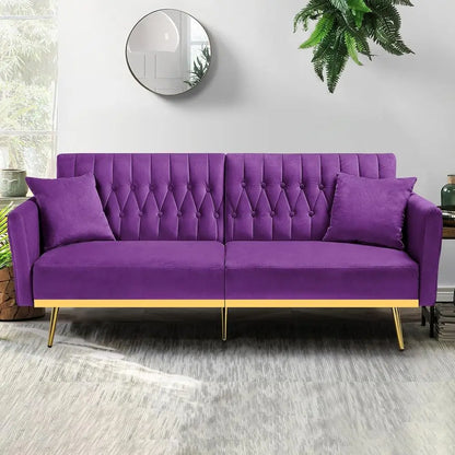 Convertible Sofa Bed with Pillows and Adjustable Armrests
