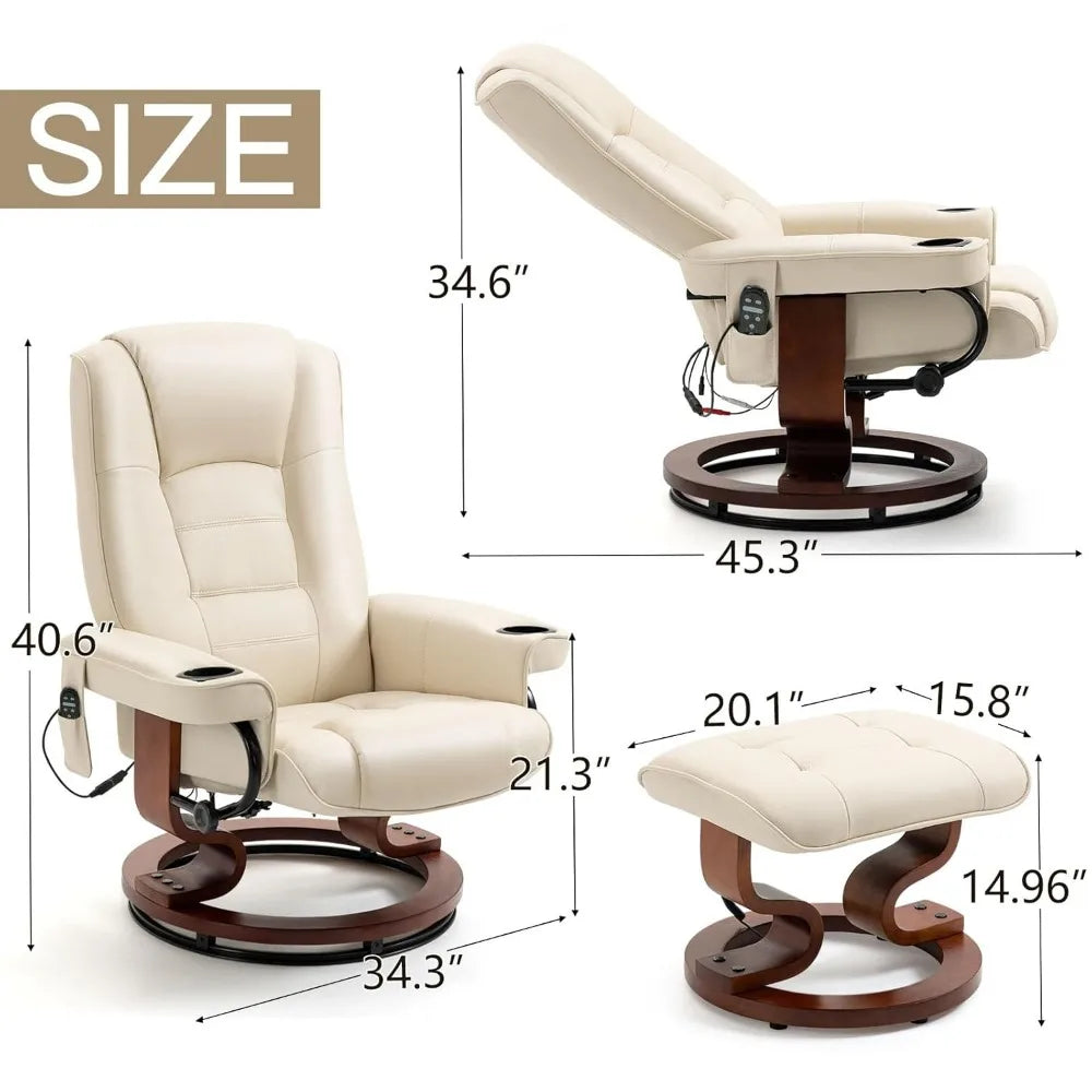 Customized Reclining Leather Chair with Vibration Massage
