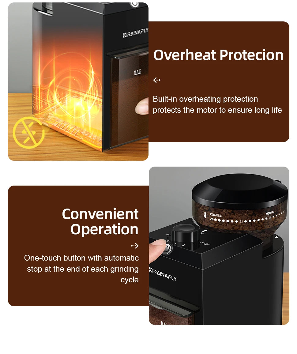 KIRAINAFLY COMPACT BURR COFFEE GRINDER
