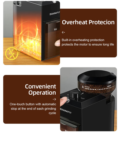 KIRAINAFLY COMPACT BURR COFFEE GRINDER