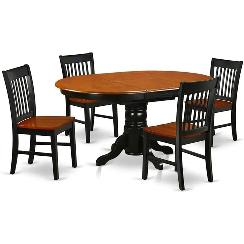 5-Piece Black & Cherry Finish Dining Set