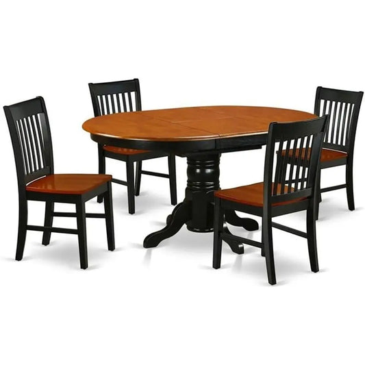 5-Piece Black & Cherry Finish Dining Set