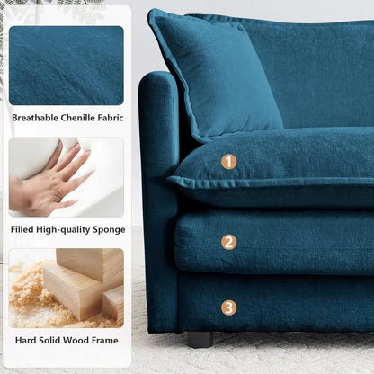 3-Seat Couch Set with Movable Ottoman