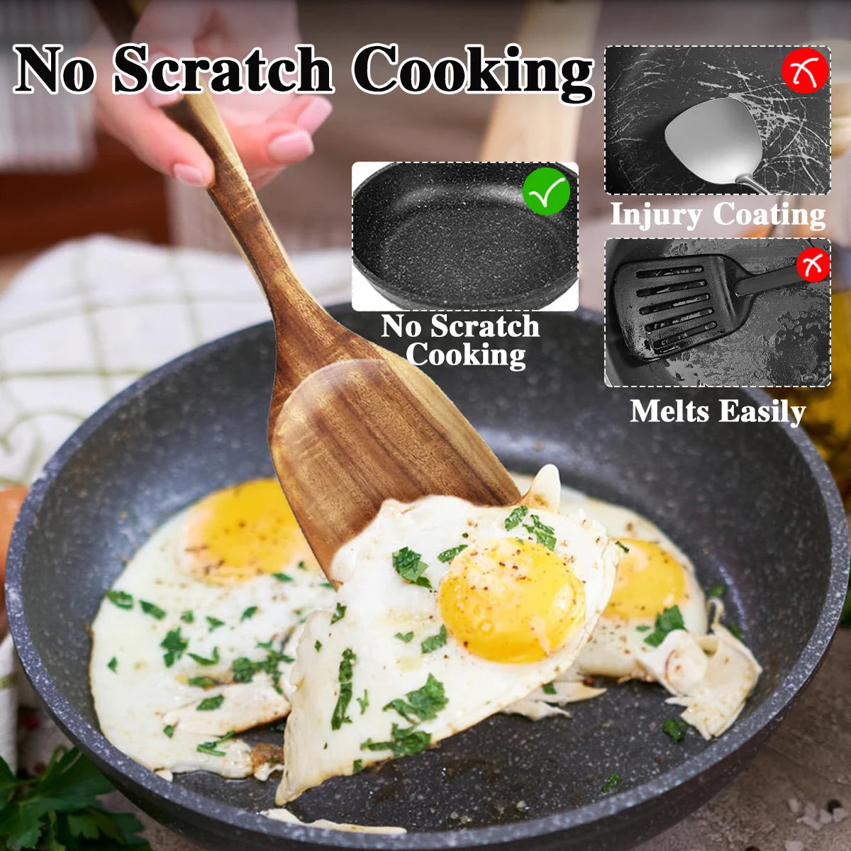 10pcs Wooden Spoons Kitchen Wooden Utensils