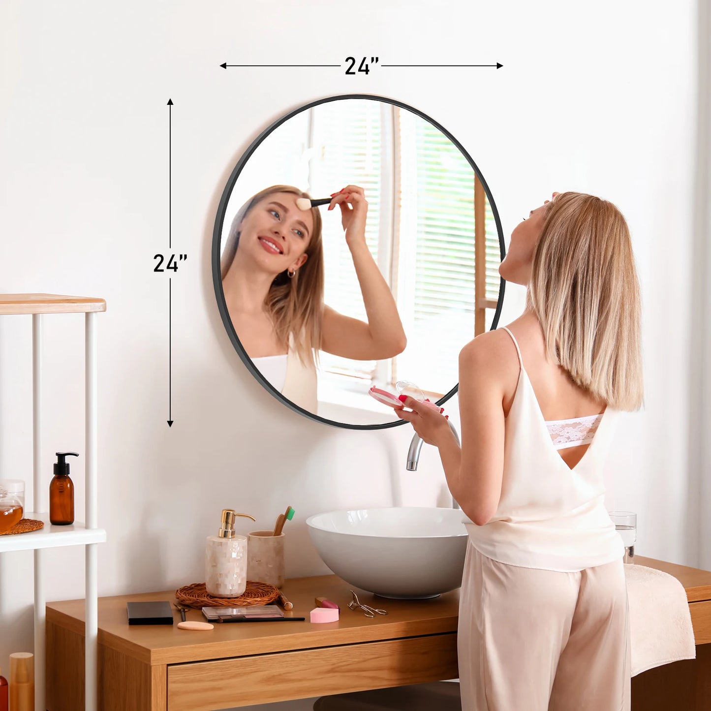 30 Inch Large Gold Round Framed Mirror