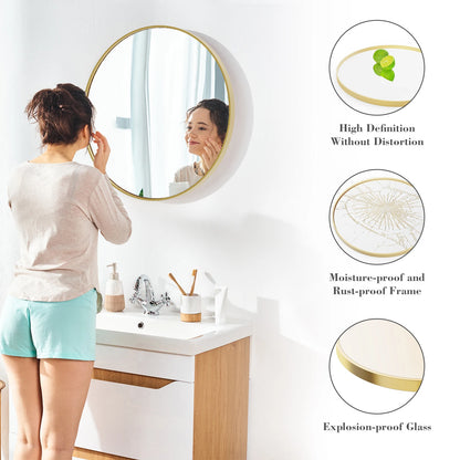 30 Inch Large Gold Round Framed Mirror