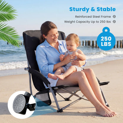 Outdoor Folding Camping Chair with Cup Holder, Mesh Storage Bag