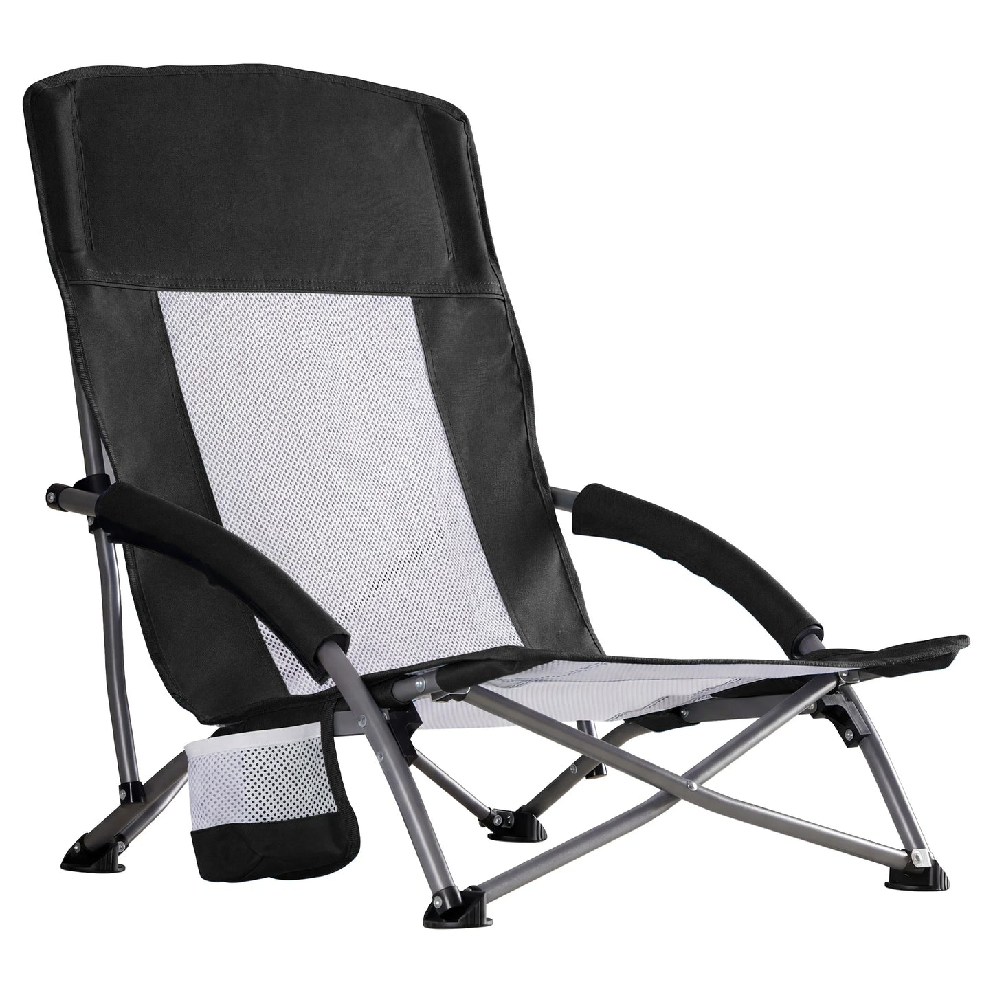 Outdoor Folding Camping Chair with Cup Holder, Mesh Storage Bag
