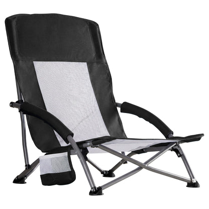 Outdoor Folding Camping Chair with Cup Holder, Mesh Storage Bag