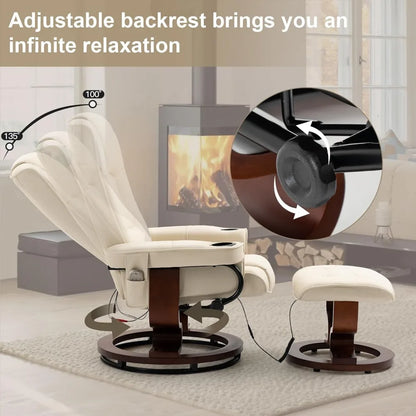 Customized Reclining Leather Chair with Vibration Massage